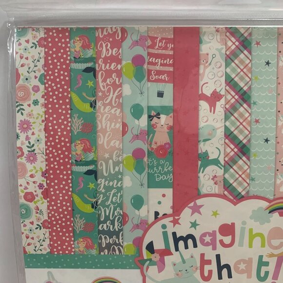 Echo Park "Imagine That" Mermaids Unicorns Craft Scrapbook Junk Journaling Kit - Picture 5 of 7